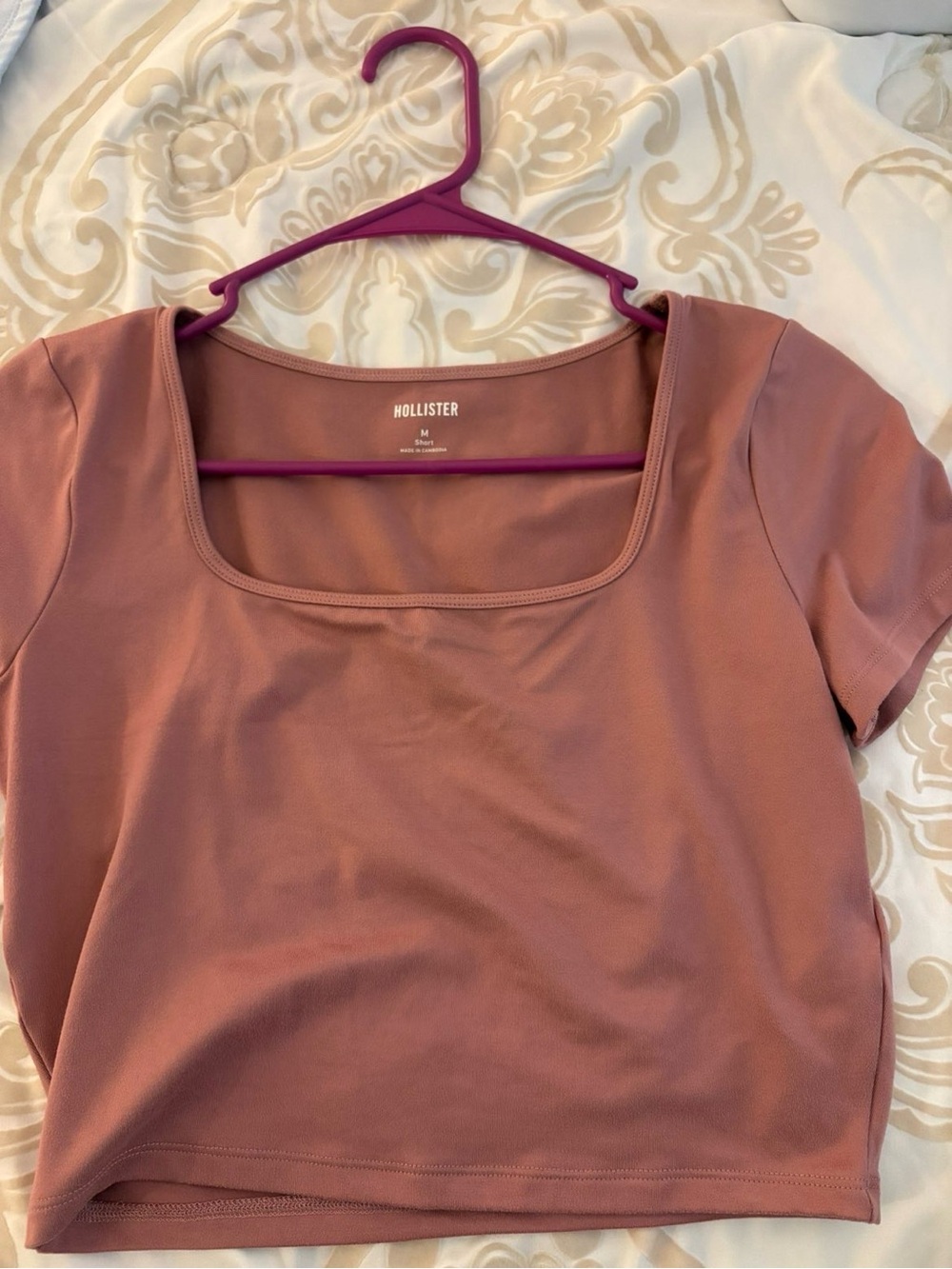 Hollister Women's Square Neck Crop Top - Mauve Pink